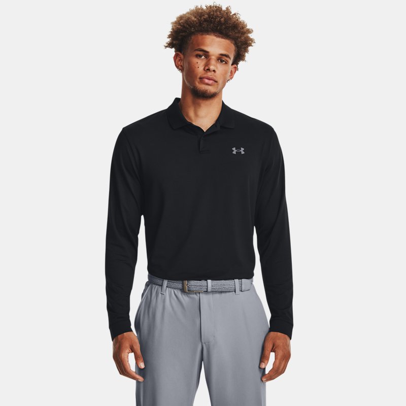 Men's Under Armour Performance 3.0 Long Sleeve Polo Black / Pitch Gray XL